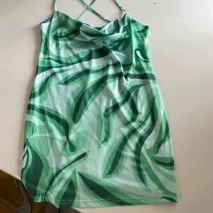 Green printed mini dress